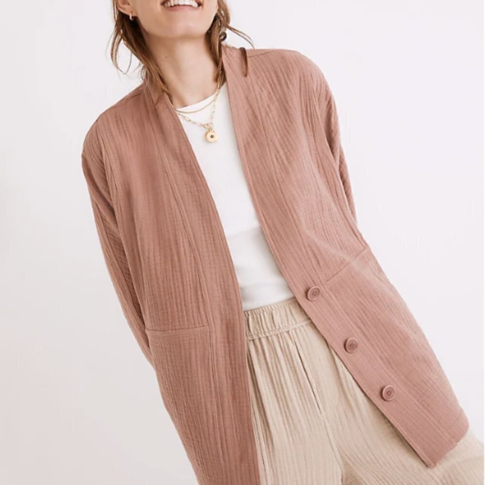 NWT Madewell Medium Lightspun Robe Jacket Lightweight Oversized Cotton Coat - Picture 2 of 10